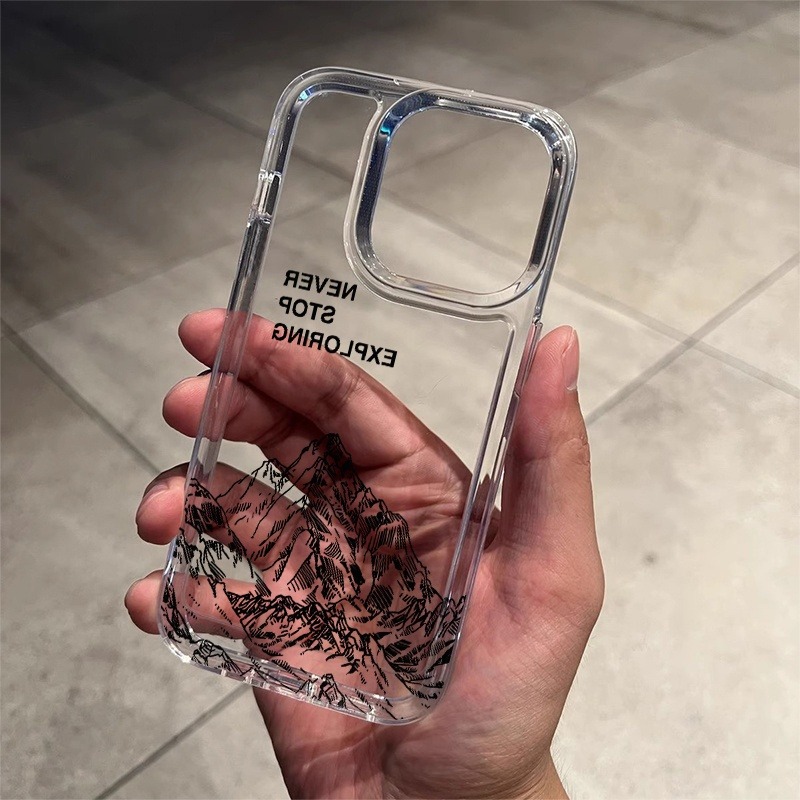 Phone Cases For Iphone 16 - Never Exploring Mountain Line Art Phone