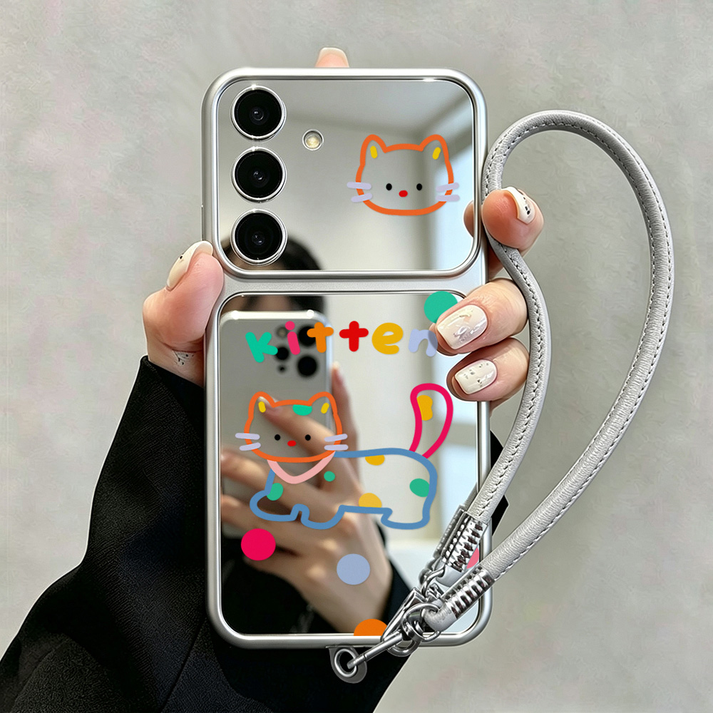 Phone Cases Galaxy A16 5G - Cute Cat Mirror Case with Phone