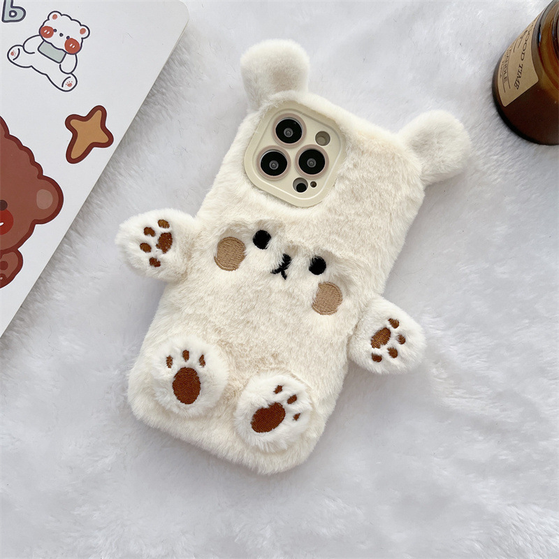 Korean 3D Cartoon Bear Fluffy  - Phone Cases For Iphone 16 recension och pris