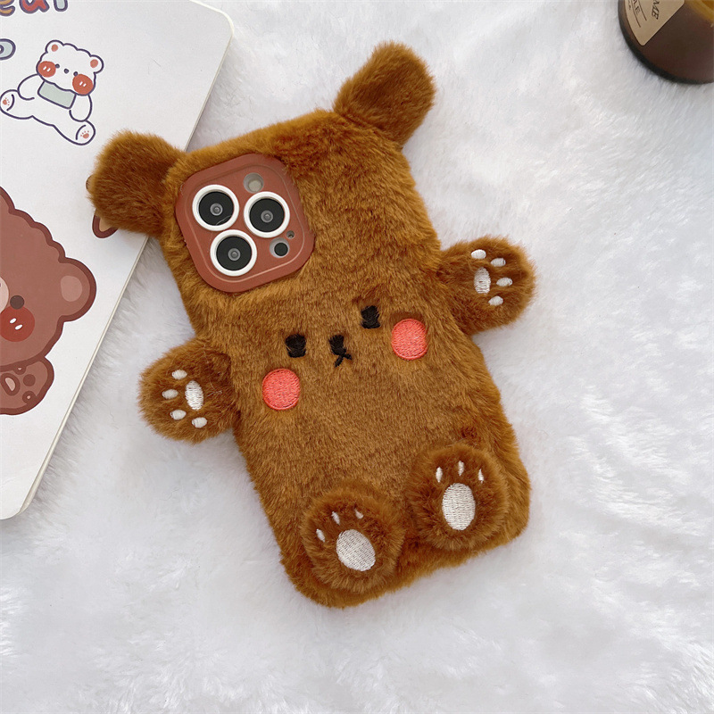 Korean 3D Cartoon Bear Fluffy  - Phone Cases For Iphone 16 recension och pris