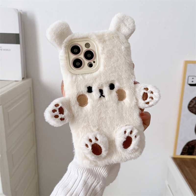 Korean 3D Cartoon Bear Fluffy  - Phone Cases For Iphone 16 recension och pris